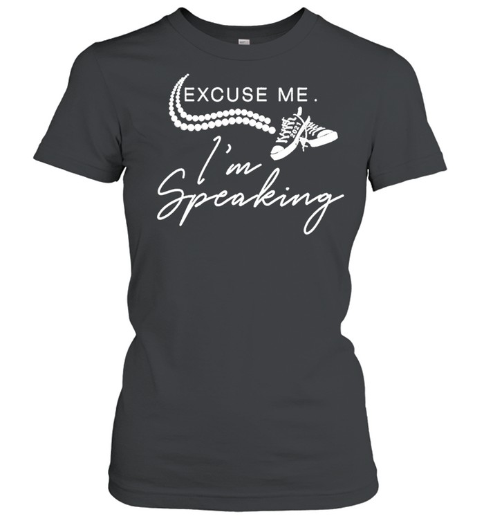Excuse Me Im Speaking Quote Funny Pearls Necklace and Athletic Sporting Shoe shirt Classic Women's T-shirt