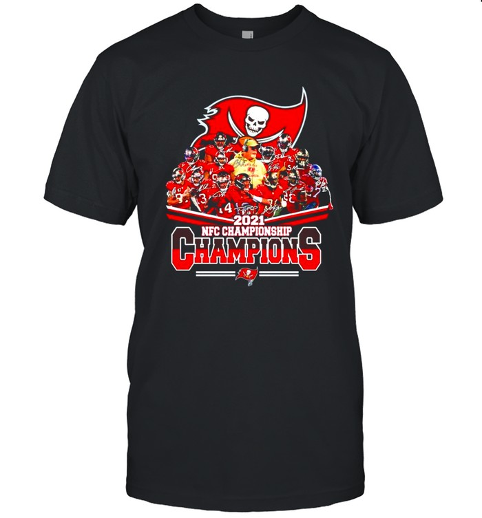 Tampa Bay Buccaneers 2021 NFC championship Champions signatures shirt
