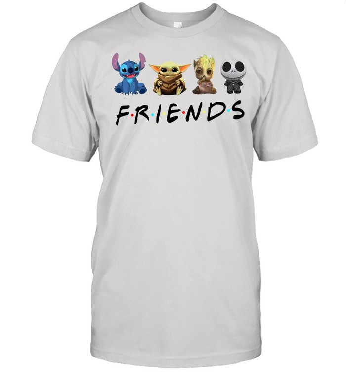 Baby Yoda Stitch Groot And Jack Skeleton With Friend 2021 shirt