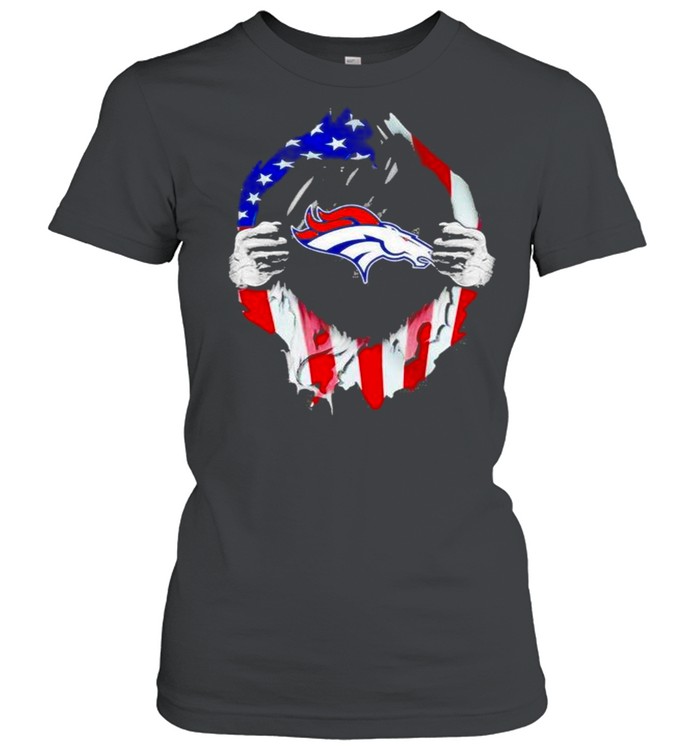 Blood inside Denver Broncos NFL American flag shirt Classic Women's T-shirt