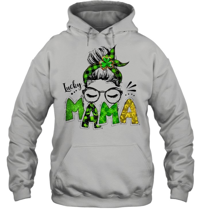 Lucky Mama Woman Face With Glasses Bandana St Patricks Day  Unisex Hoodie