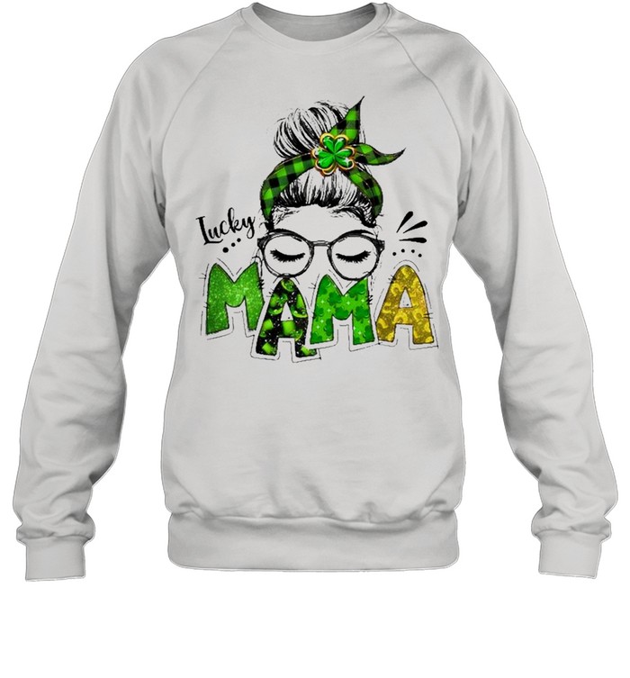 Lucky Mama Woman Face With Glasses Bandana St Patricks Day  Unisex Sweatshirt