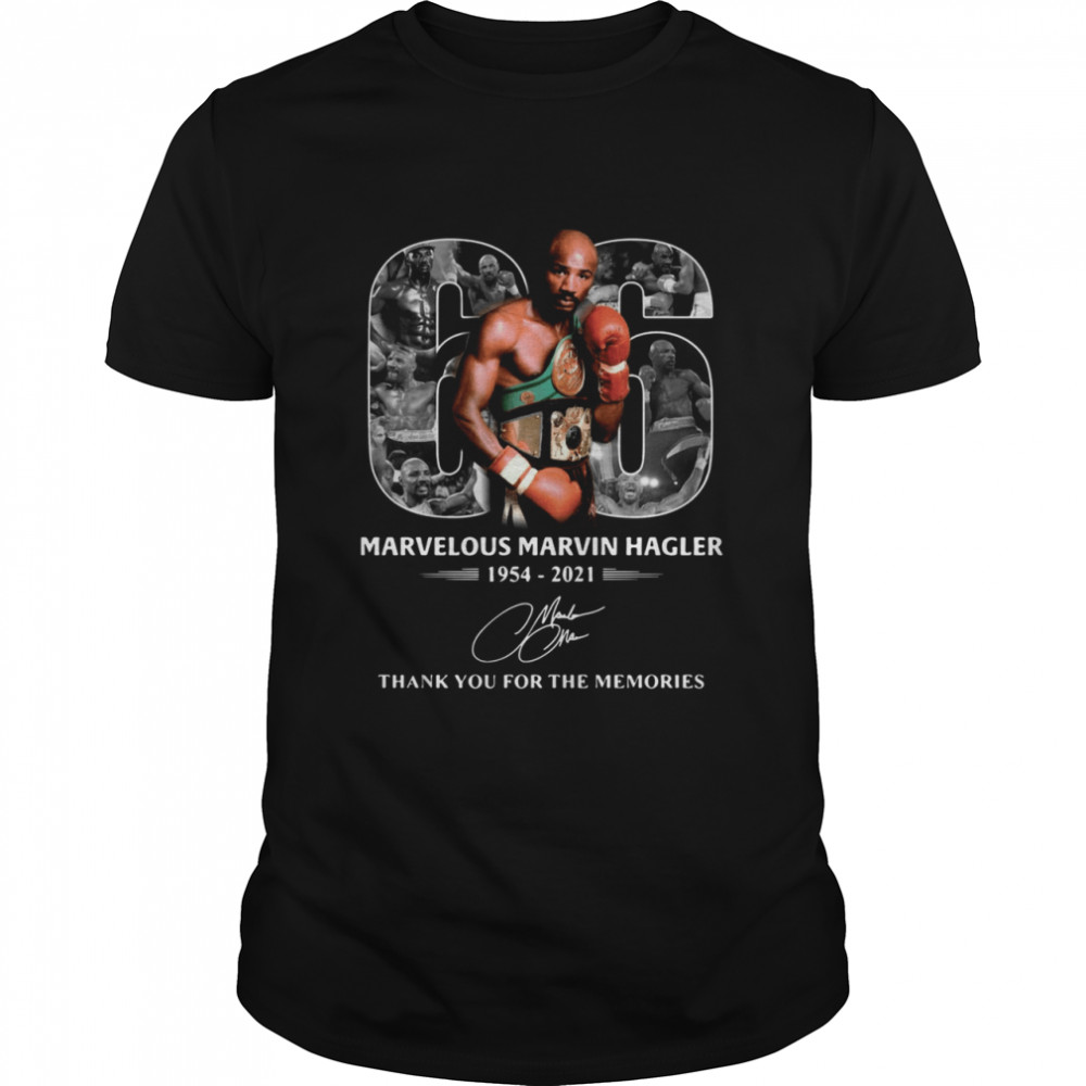 66 years of Marvelous Marvin Hagler 1954 2021 signature thank you for the memories shirt