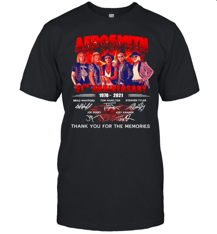 Aerosmith 51st Anniversary 1970 2021 Thank You For The Memories Signatures Shirt