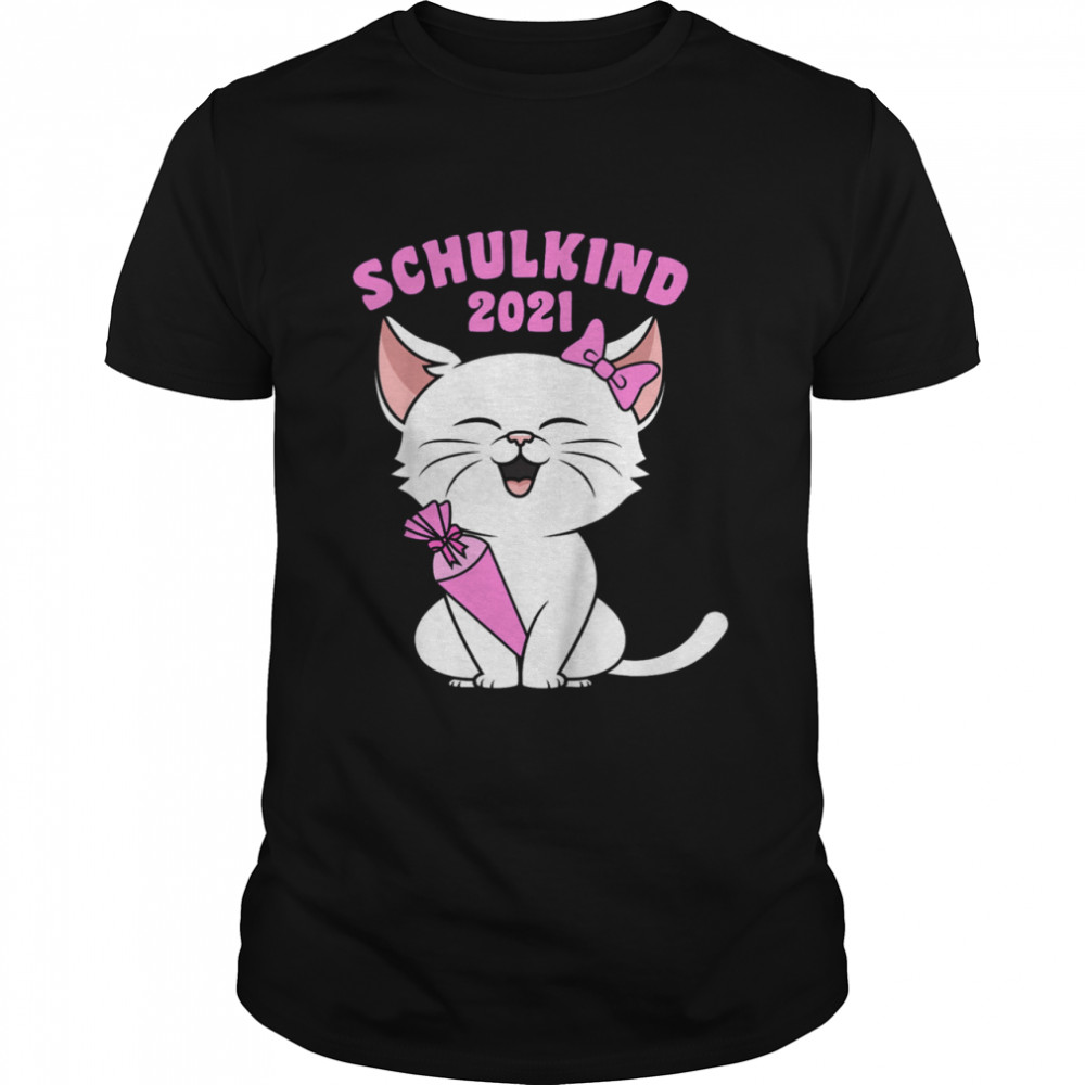 Kinder Schulkind 2021 Mädchen Katze Kätzchen Einschulung Shirt