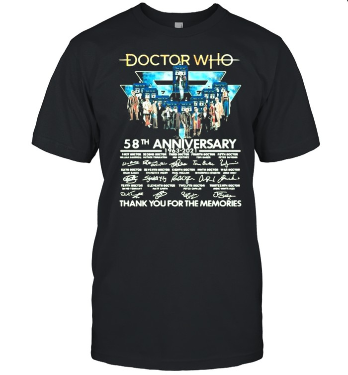 Doctor Who 58th Anniversary 1963 2021 Thank You For The Memories Signature Shirt