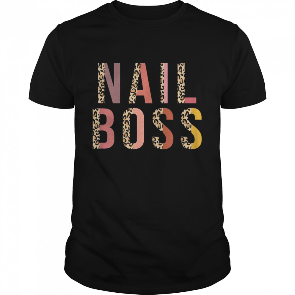 Nail boss leopard print nail teach shirt