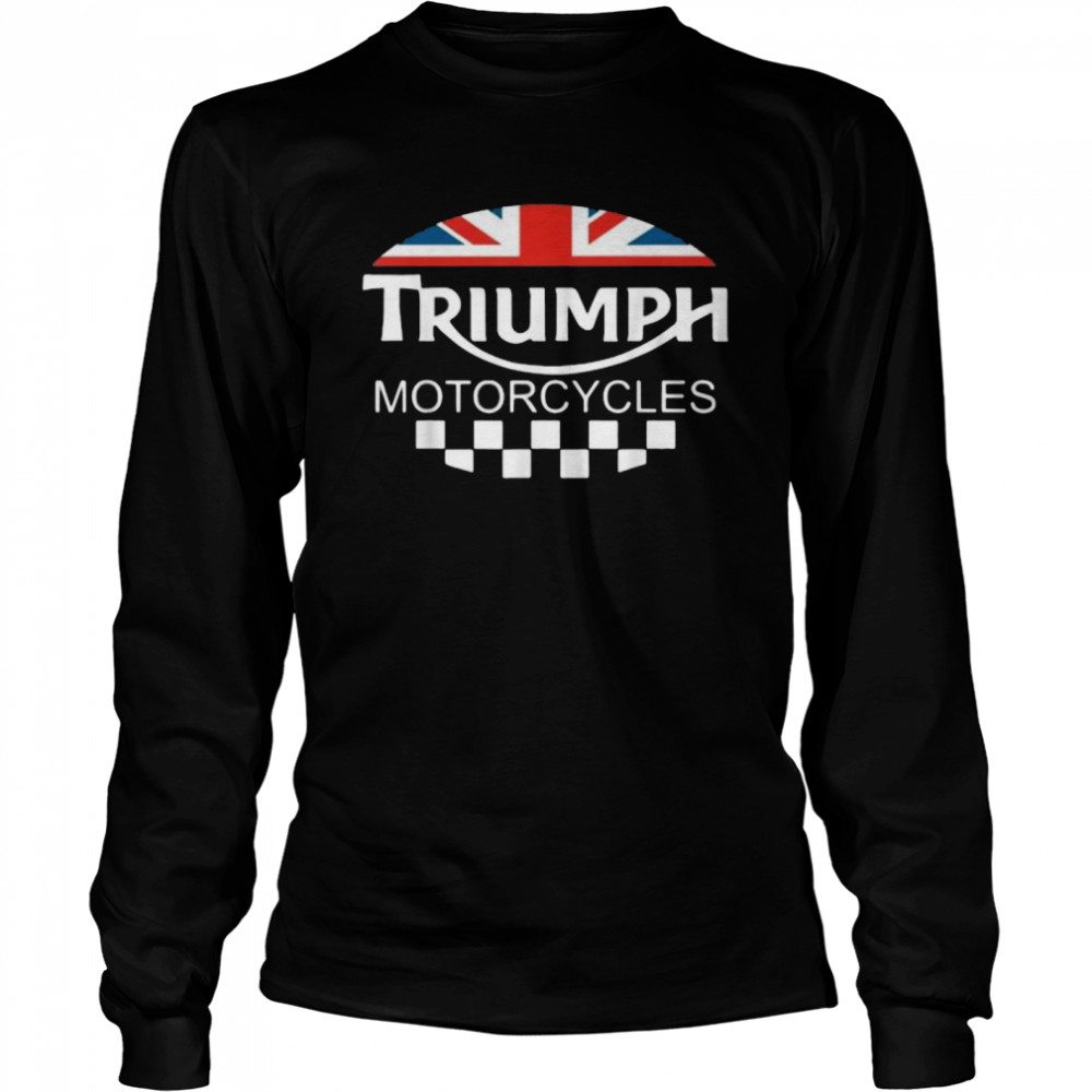 Motorcycle Triumph Biker Uk United Kingdom Flag  Long Sleeved T-shirt