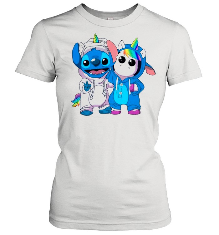 Lilo And Stitch Cool With Unicorn shirt Classic Women's T-shirt
