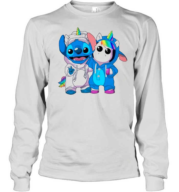 Lilo And Stitch Cool With Unicorn shirt Long Sleeved T-shirt