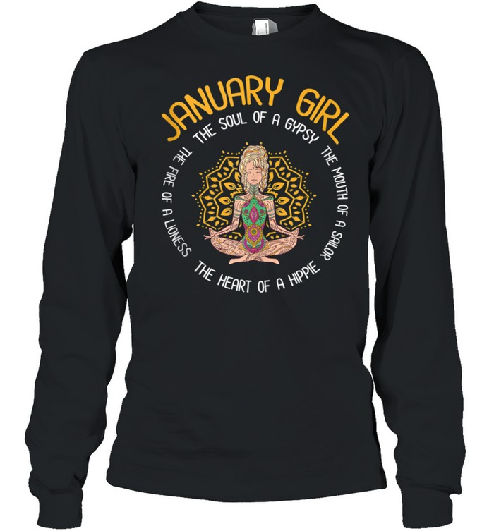 January Girl Inspired Meditating Hippie Related January Bday shirt Long Sleeved T-shirt
