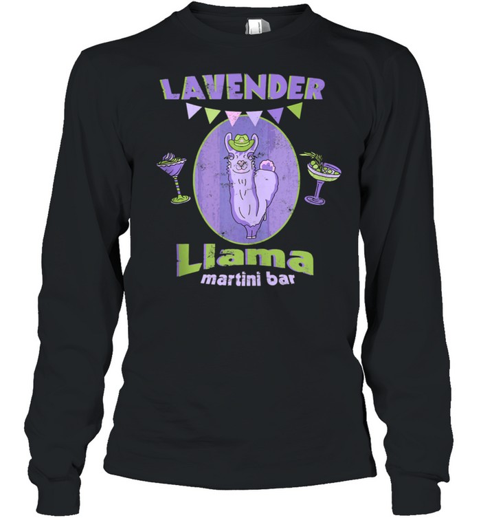 Lavender Llama Martini Bar Drinking Alcohol shirt Long Sleeved T-shirt