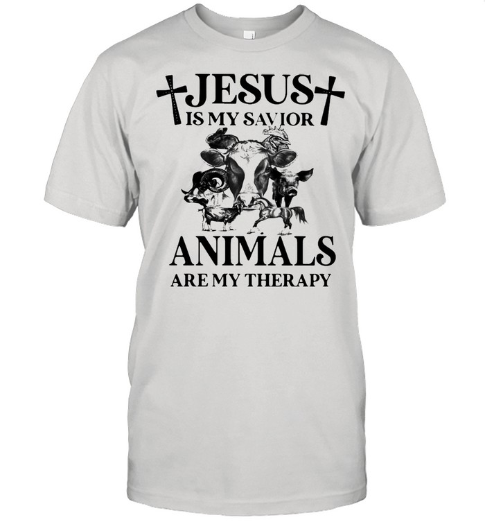 Cow Jesus Is My Savior Animals Are My Therapy T-shirt