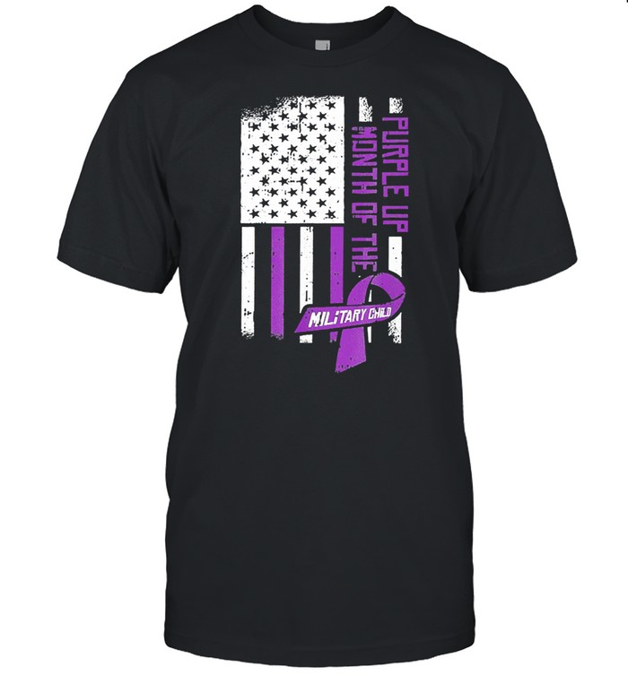 Purple up month of the military child American flag shirt