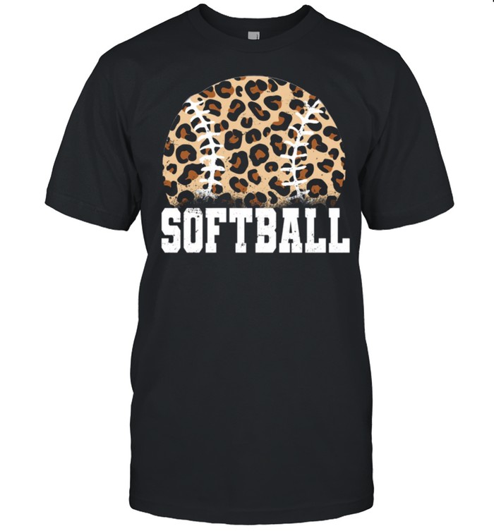 Softball Leopard Print Distressed Logo shirt