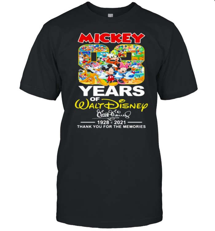Mickey 83 Years Of Walt Disney 1928 2021 Thank You For The Memories Signature Shirt