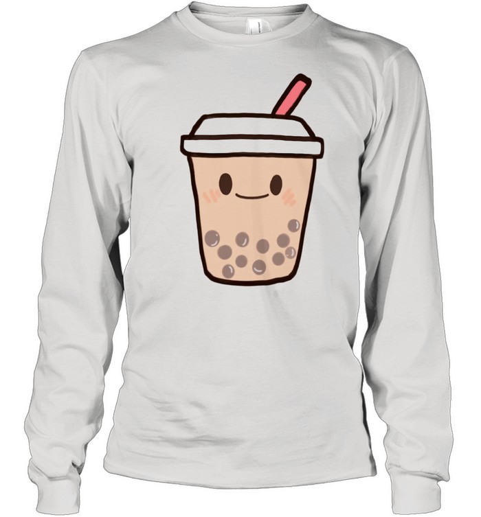 Cute Kawaii Boba Milk Tea Bubble Tapioca Pearls Tea shirt Long Sleeved T-shirt