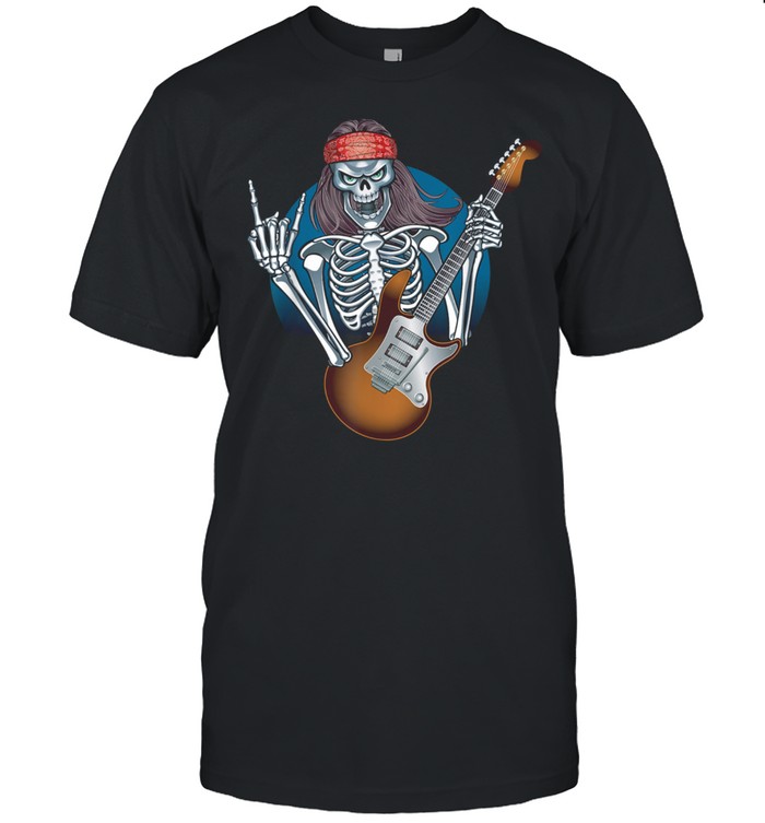 Rock Guitar skeleton Rock N’ Roll Hand Horns Music shirt