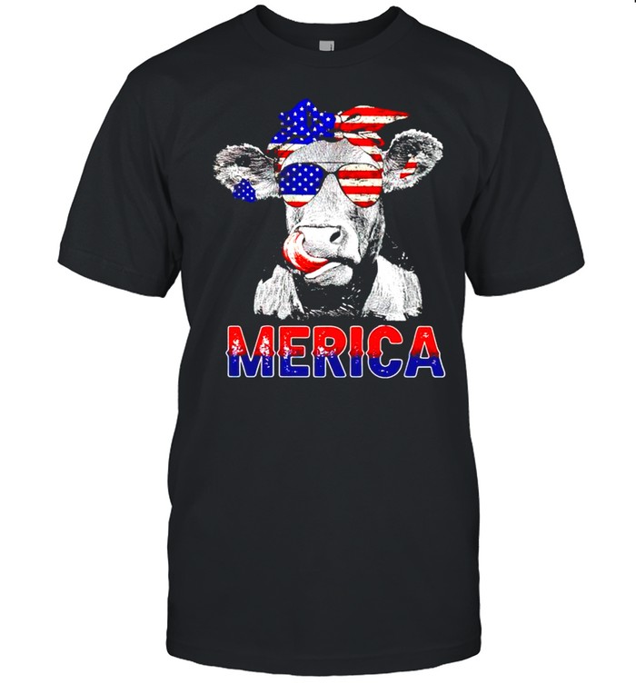 Cow Happy Independence day Merica shirt