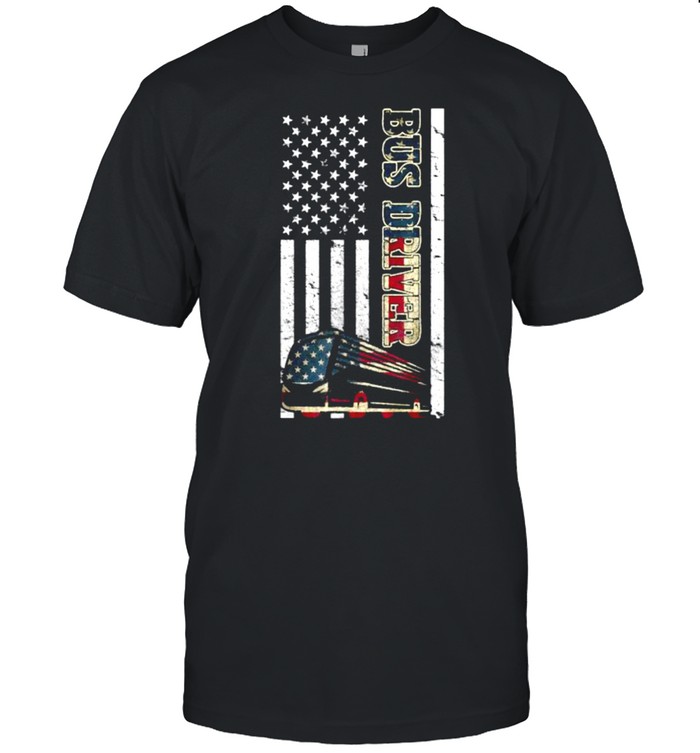 School Bus Driver American Flag T-Shirt