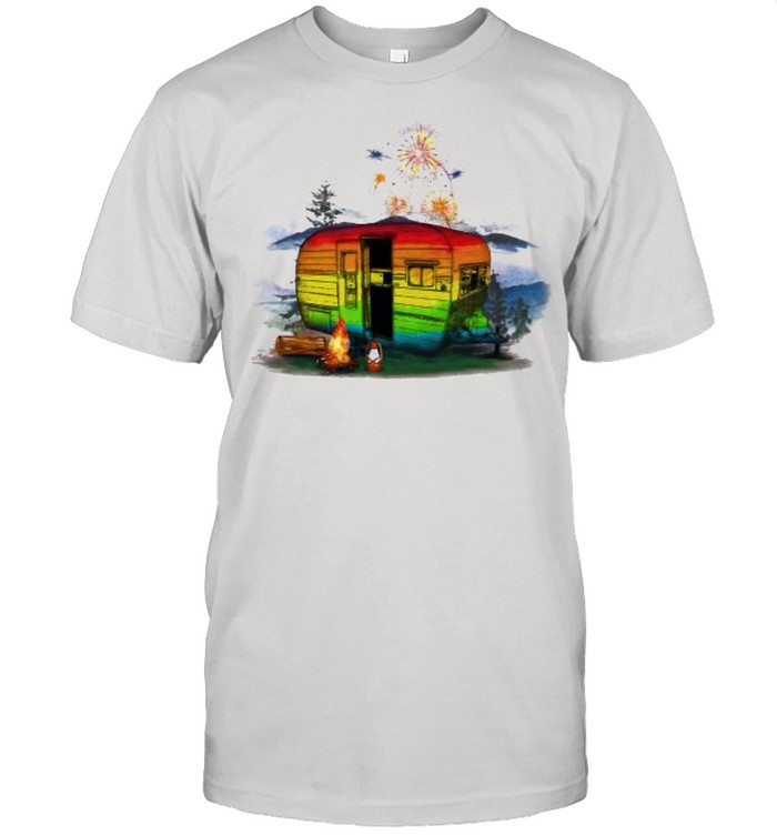 Fireworks Rainbow Camping Shirt