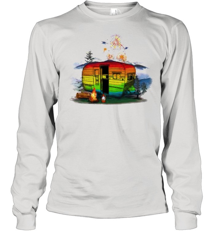 Fireworks Rainbow Camping  Long Sleeved T-shirt