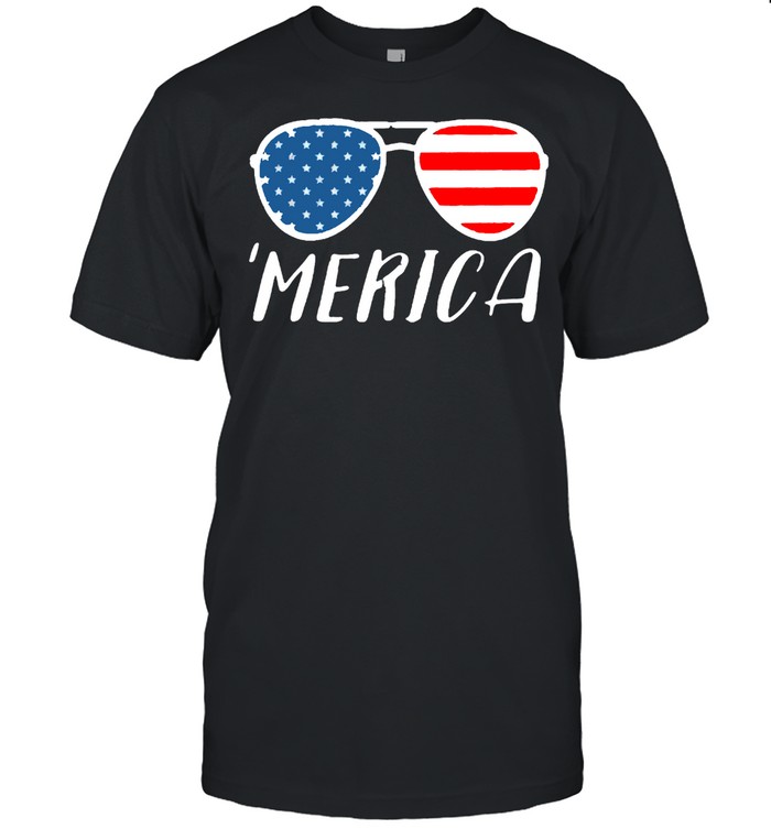 Merica Flag Sunglasses Americana USA T-Shirt